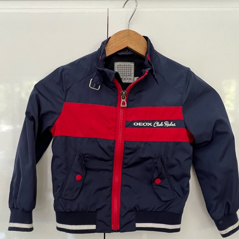 GEOX Boys Bomber Jacket  Fall size 5 Years Old Blue Colourblock Polyester